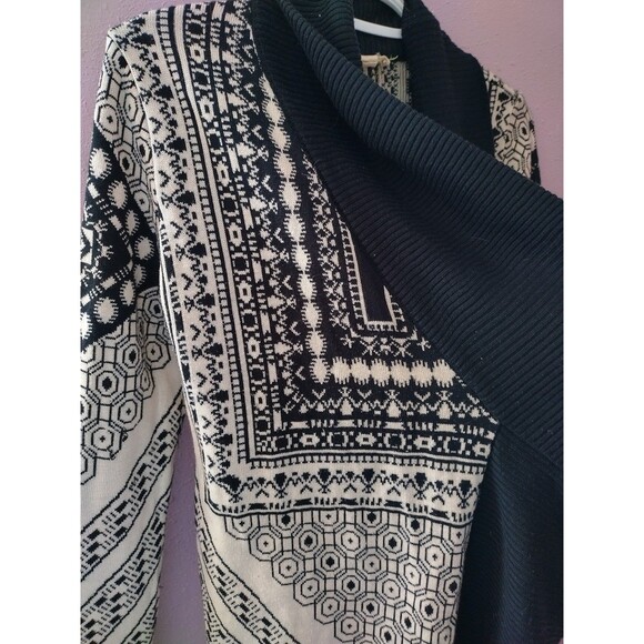 Staring at Stars Anthropologie Open Front Waterfall Knit Geometric Cardigan S - Picture 3 of 9